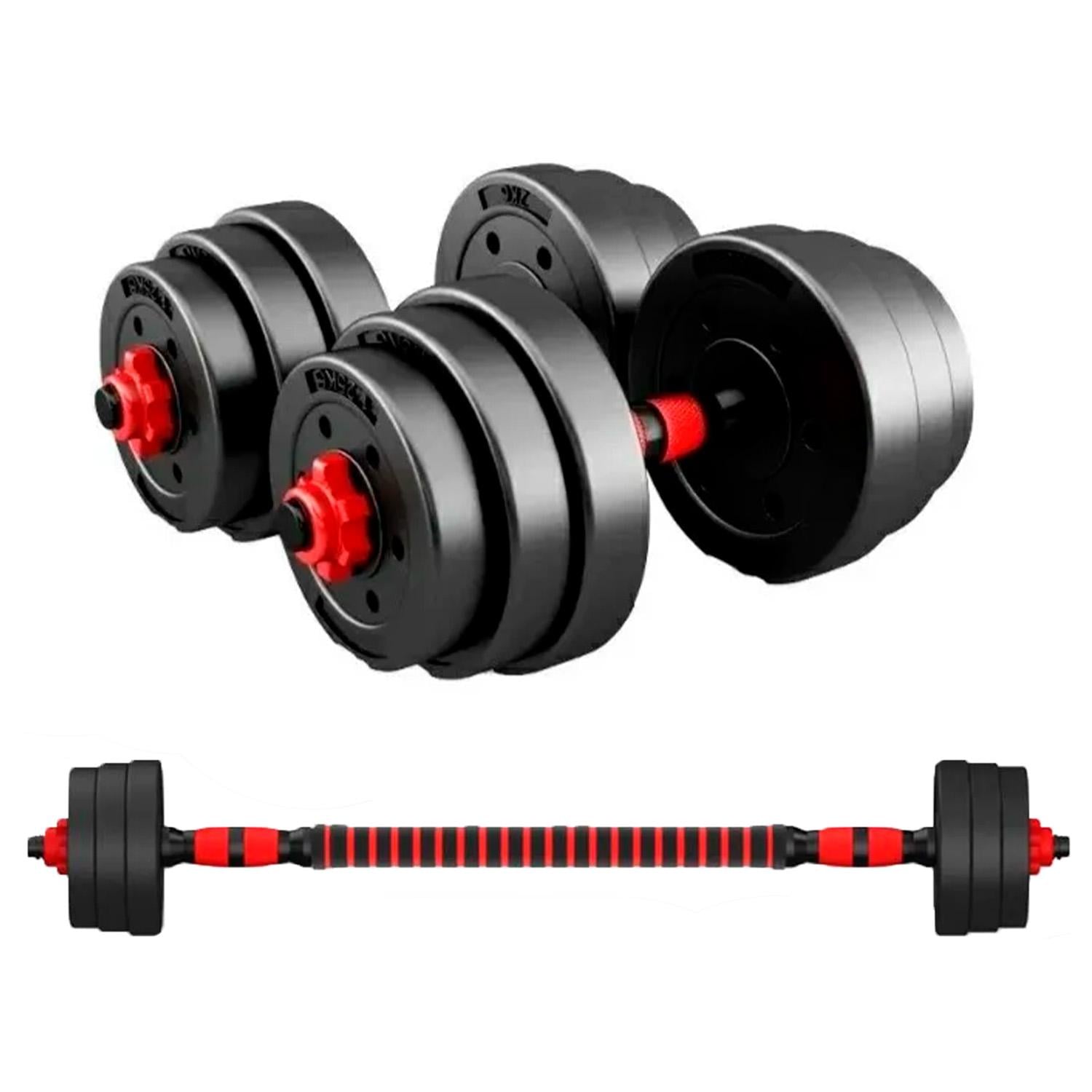 SET MANCUERNAS DE TODO Y MÁS 20 KG AJUSTABLE BARRA ARMABLE EXTENSIÓN - 1