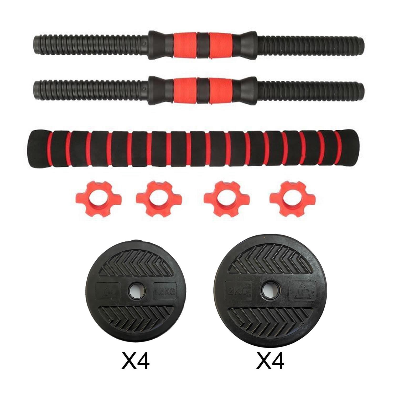 SET DE MANCUERNAS 15 KG BARRA ARMABLE AJUSTABLE BOOST FITNESS - 2