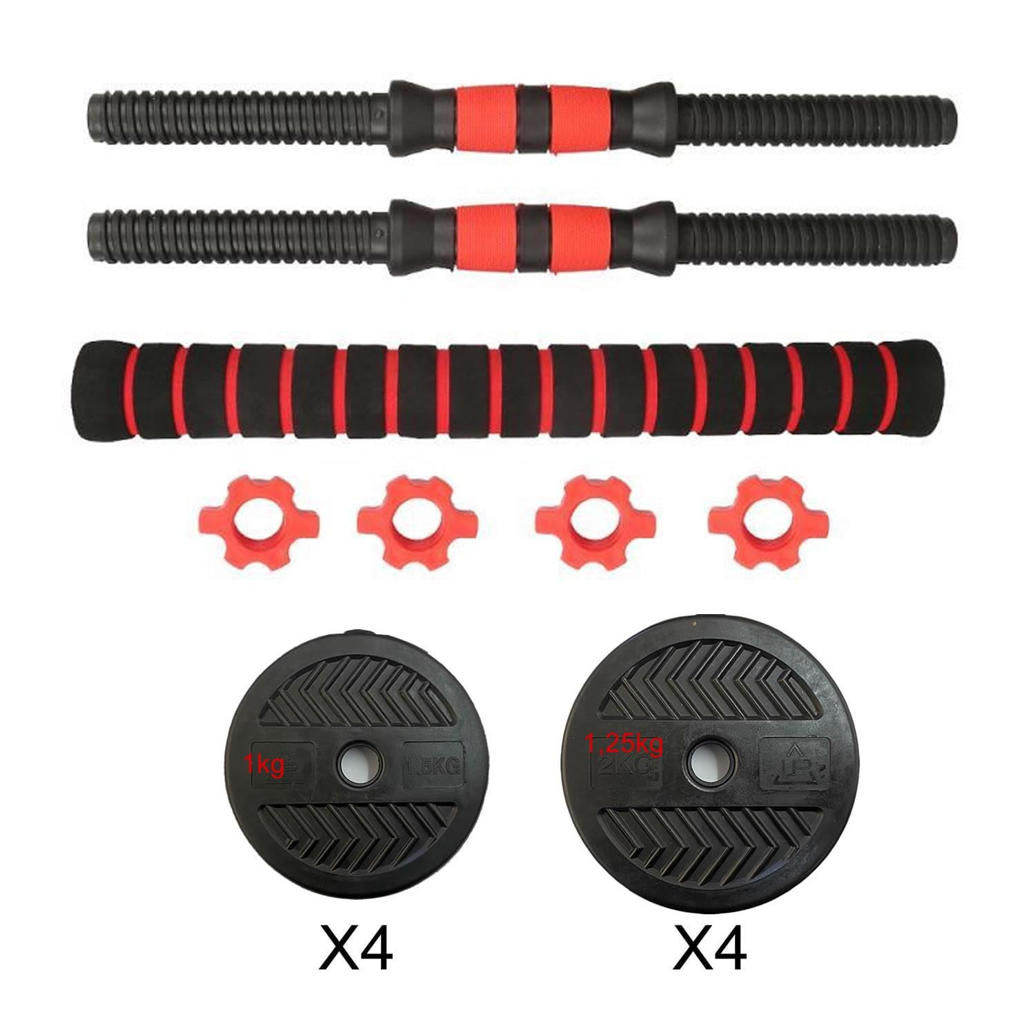 SET DE MANCUERNAS DE TODO Y MÁS 10 KG BARRA ARMABLE AJUSTABLE PROFESIONAL - 3
