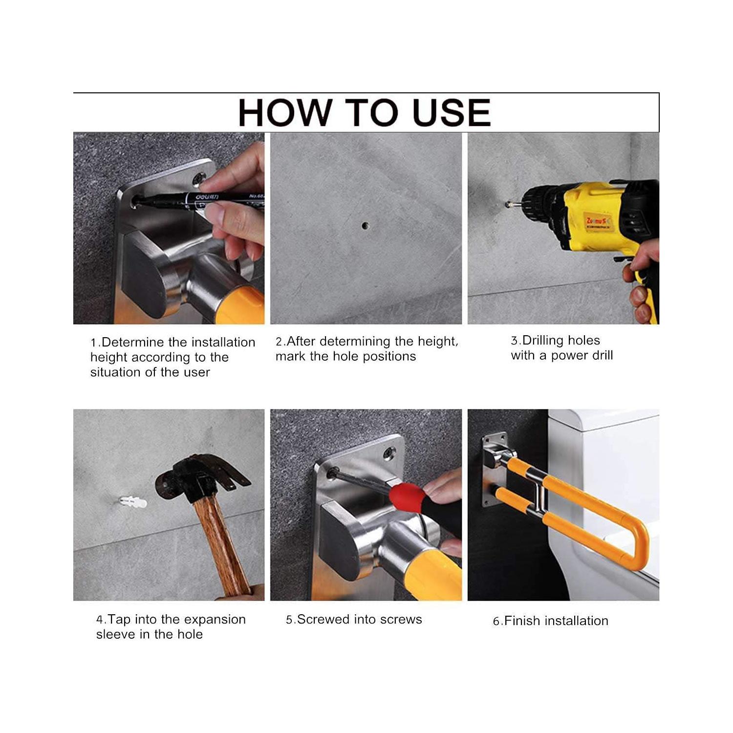 BARRA DE SEGURIDAD PARA DISCAPACITADOS ABATIBLE ACERO INOX - 4