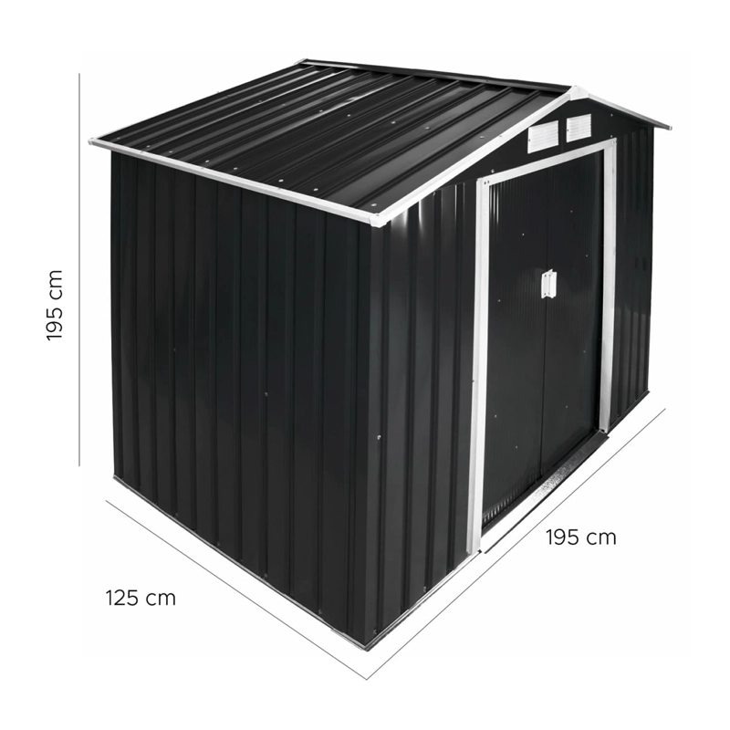 BODEGA DE TODO Y MÁS JARDÍN NEGRA 2.44M2 195 X 125 CM ACERO - 2