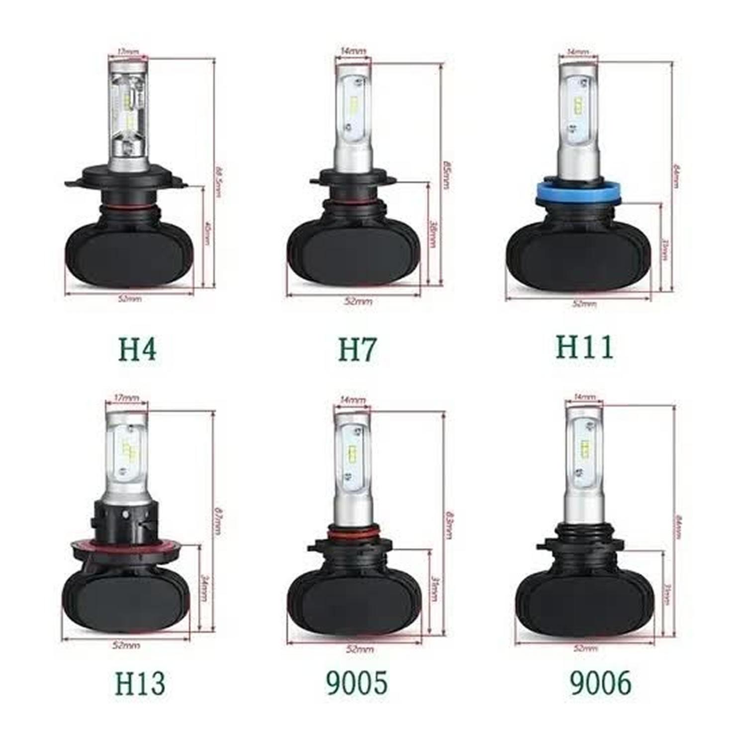 KIT DE TODO Y MÁS TURBO LED H1 H3 H4 H7 H11 H13 9005 9006 880 CHIP S1 - 4