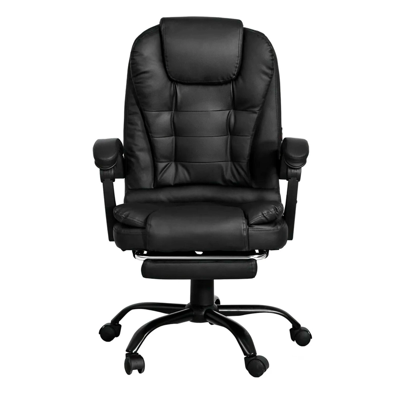 SILLA METAL NEGRO SILLON ESCRITORIO EJECUTIVA ERGONÓMICA CUERO - 1