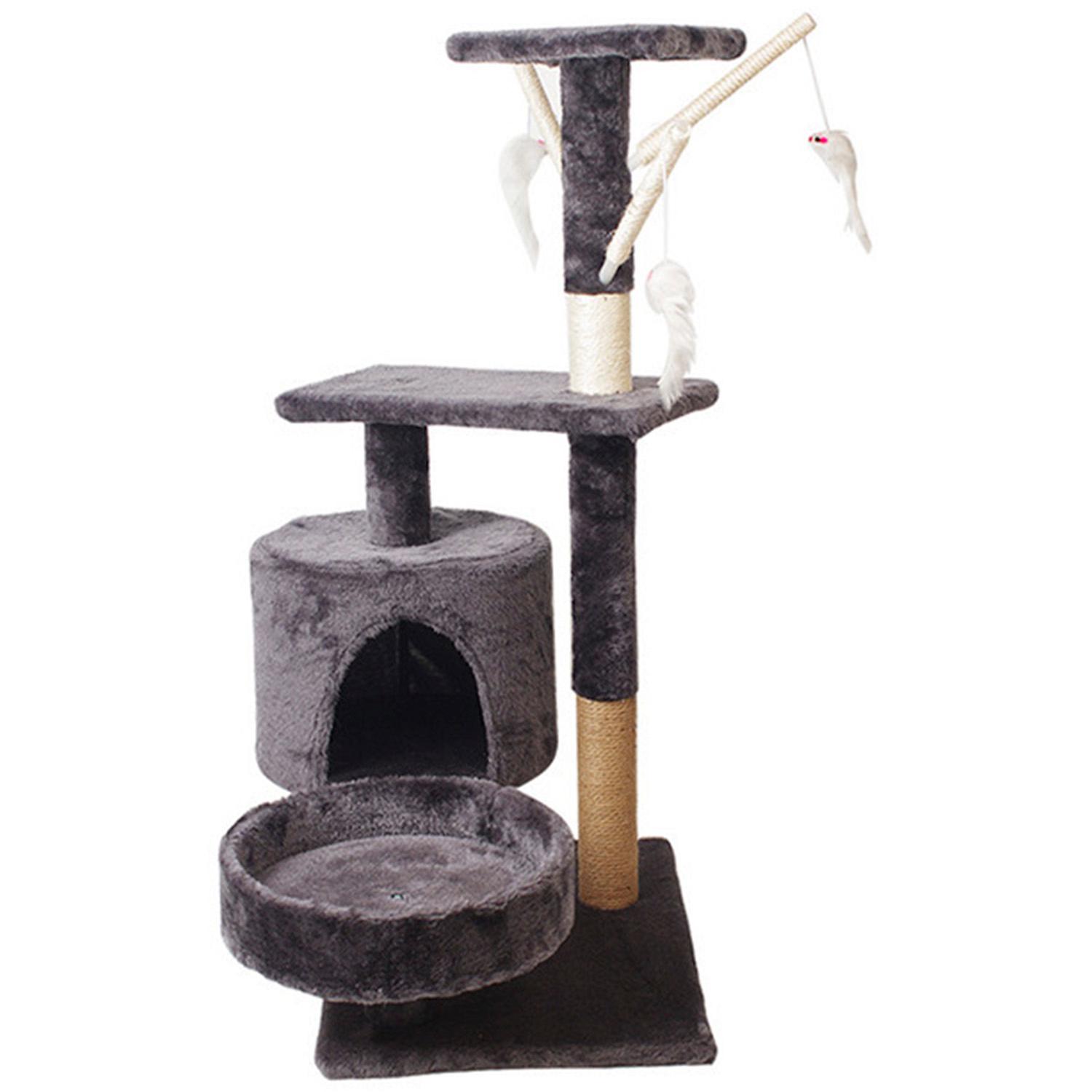 RASCADOR MADERA GATOS DE TODO Y MÁS 4 NIVELES + CASITA MD-04 - 1
