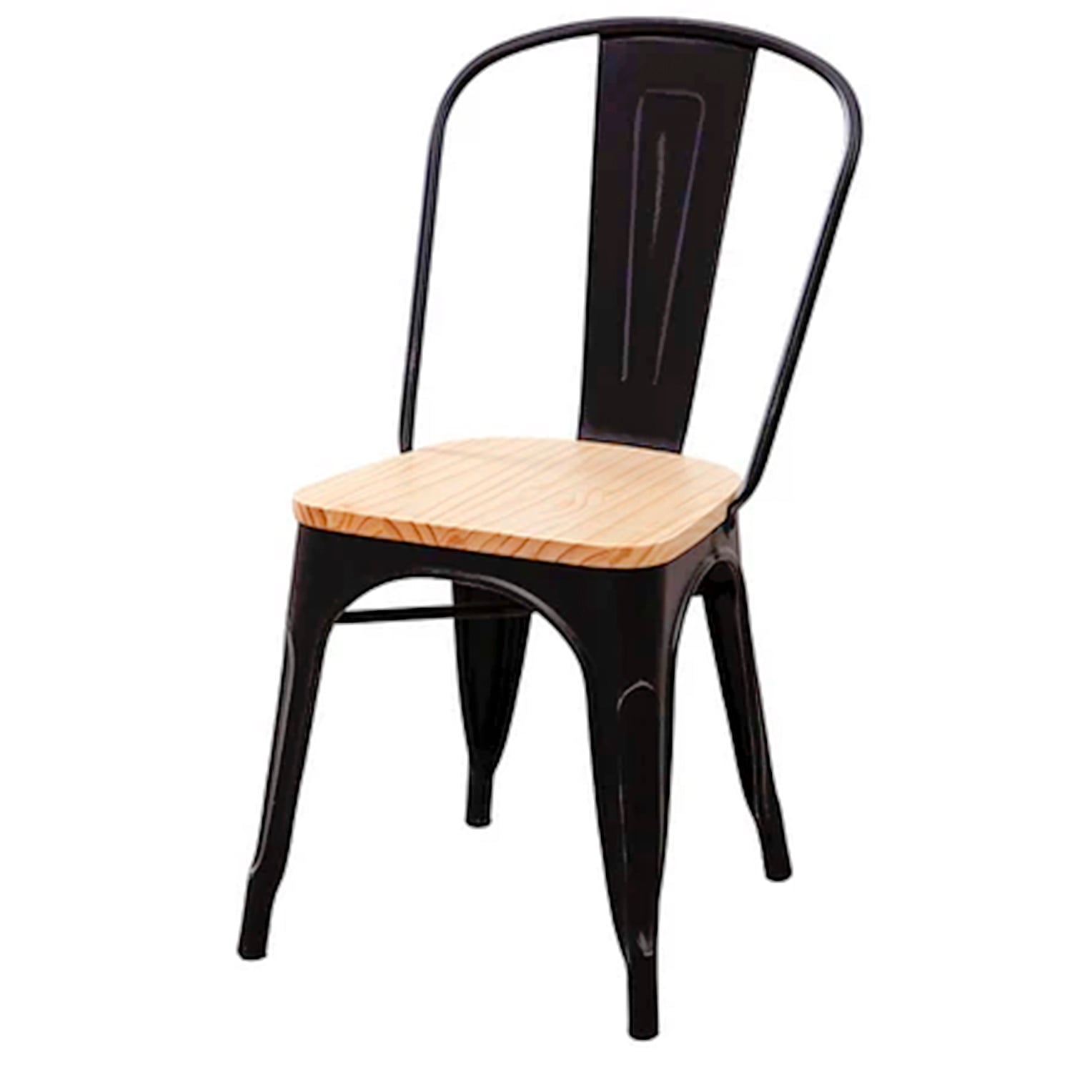 SET 4 SILLAS TOLIX METAL CON ASIENTO DE MADERA - 2