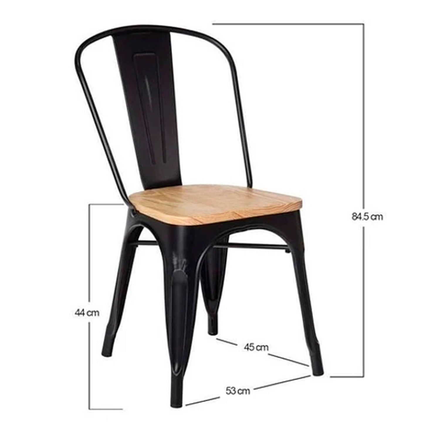 SET 4 SILLAS TOLIX METAL CON ASIENTO DE MADERA - 5