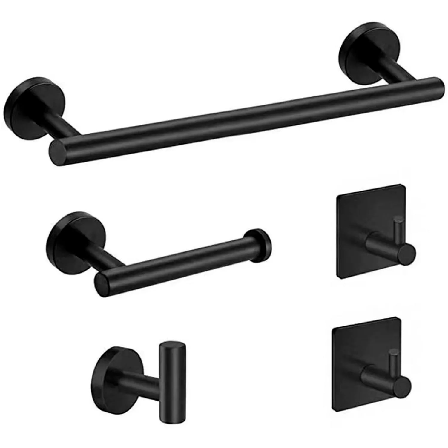 SET DE TODO Y MÁS 5 ACCESORIOS BAÑO ACERO INOXIDABLE O PLATA METAL NEGRO - 1