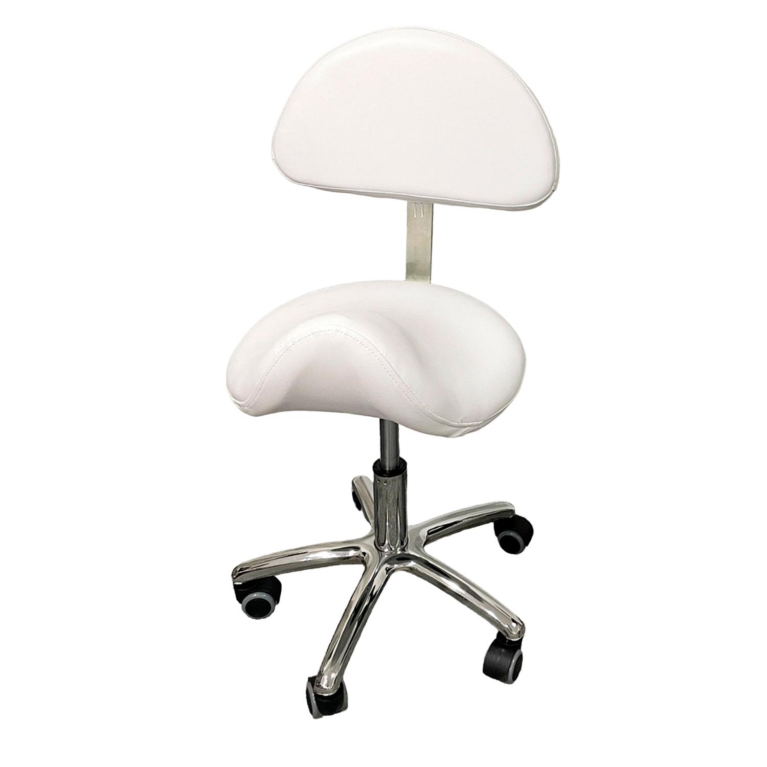 PISO TABURETE DE TODO Y MÁS ERGONÓMICO BLANCO CON RUEDAS Y RESPALDO - 2
