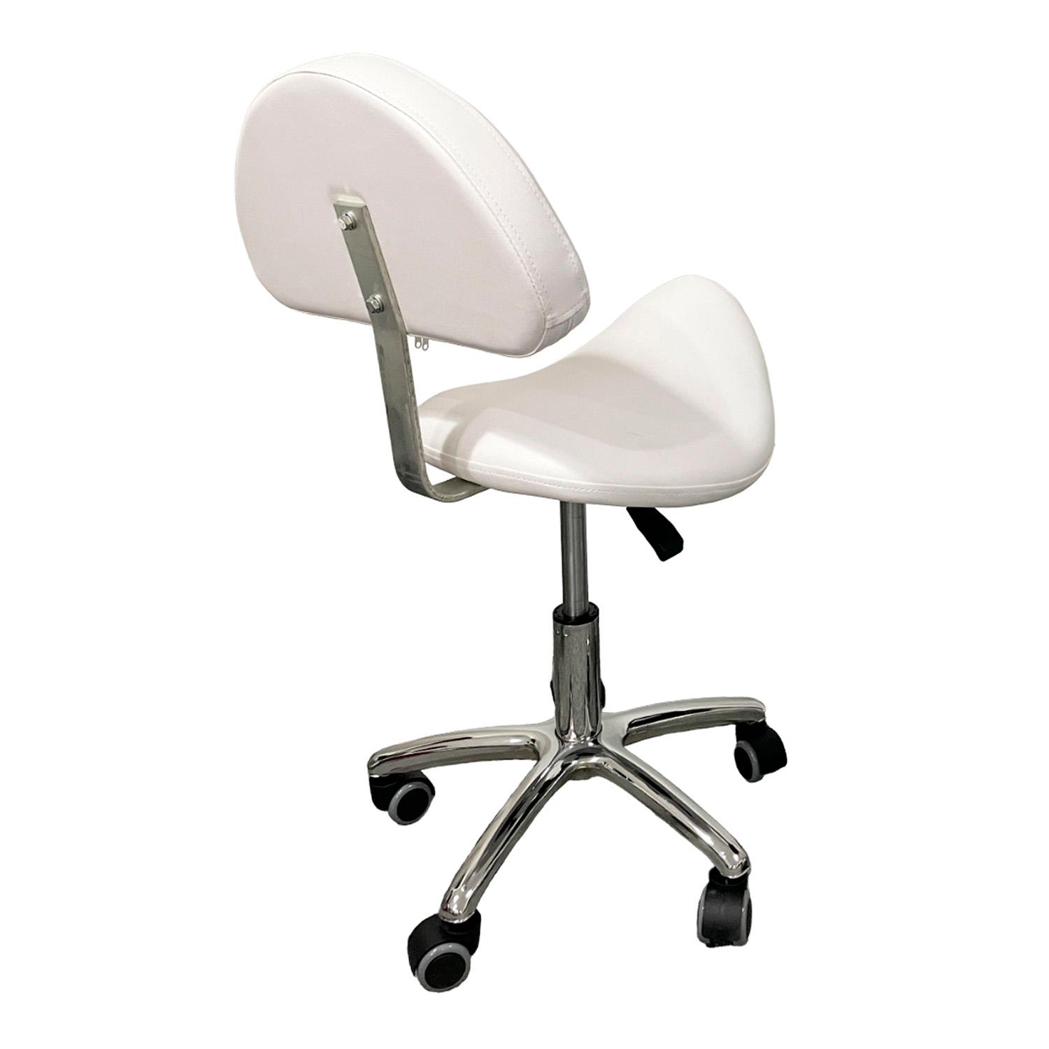 PISO TABURETE DE TODO Y MÁS ERGONÓMICO BLANCO CON RUEDAS Y RESPALDO - 3