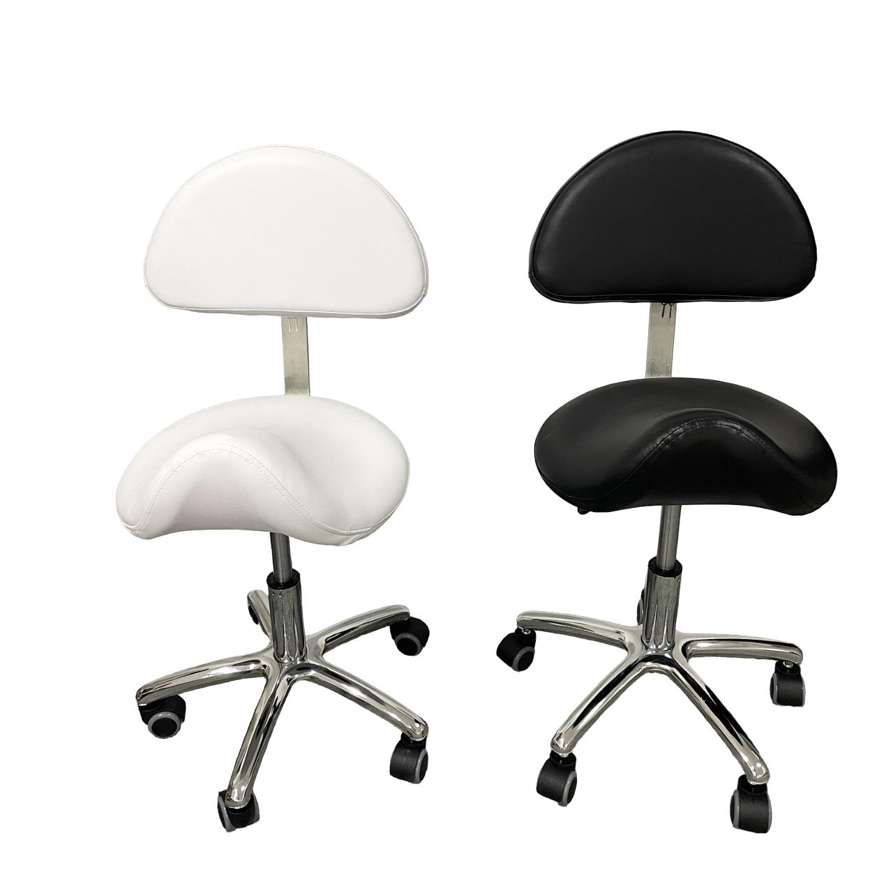 PISO TABURETE DE TODO Y MÁS ERGONÓMICO NEGRO CON RUEDAS Y RESPALDO - 1