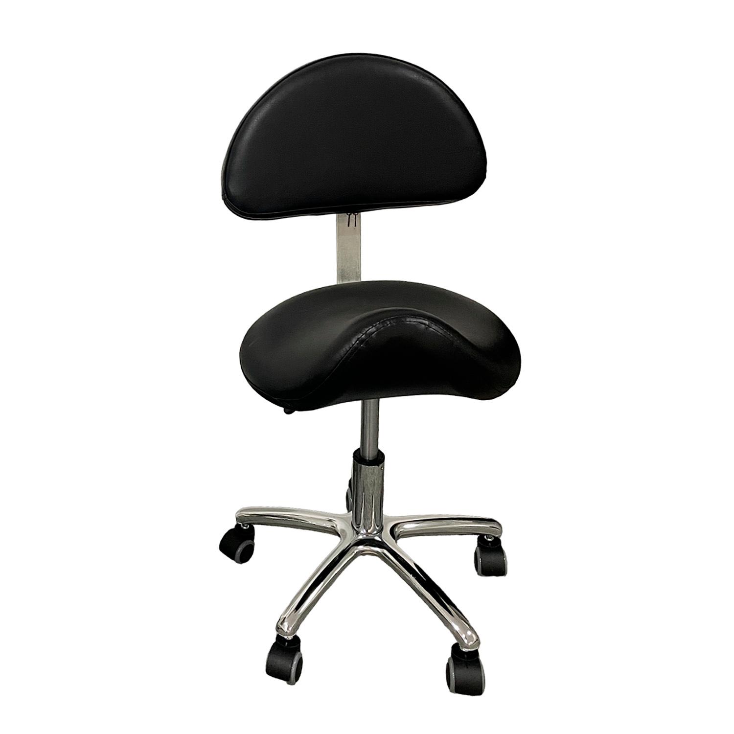 PISO TABURETE DE TODO Y MÁS ERGONÓMICO NEGRO CON RUEDAS Y RESPALDO - 2