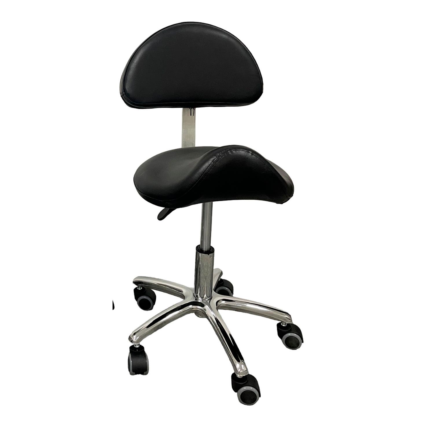 PISO TABURETE DE TODO Y MÁS ERGONÓMICO NEGRO CON RUEDAS Y RESPALDO - 3