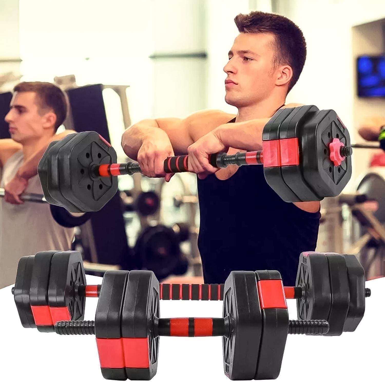SET MANCUERNAS DE TODO Y MÁS 15 KG AJUSTABLES 3 EN 1 + BARRA + KETTLEBELL - 3