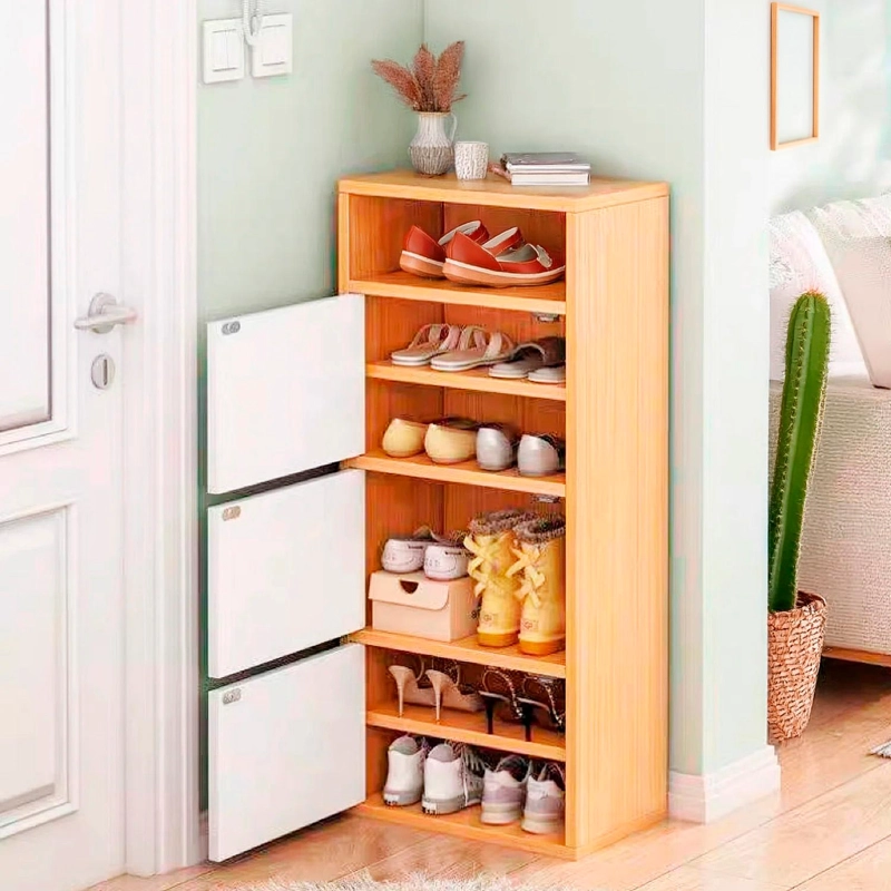 ZAPATERO GABINETE CÓMODA ORGANIZADOR CON 3 PUERTAS MADERA - 2