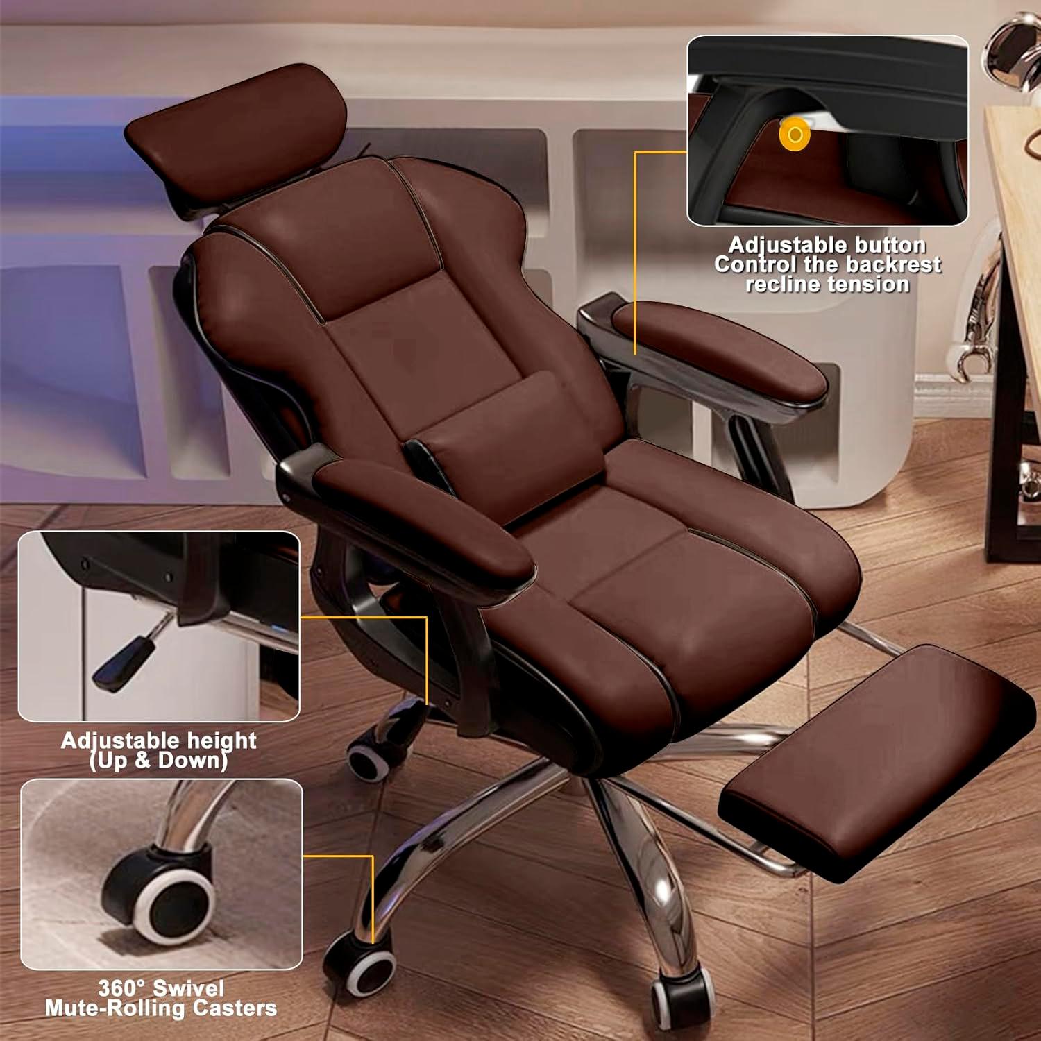 SILLA GERENCIAL APOYO LUMBAR Y PIES RECLINABLE CHICHOME - CAFE - 4