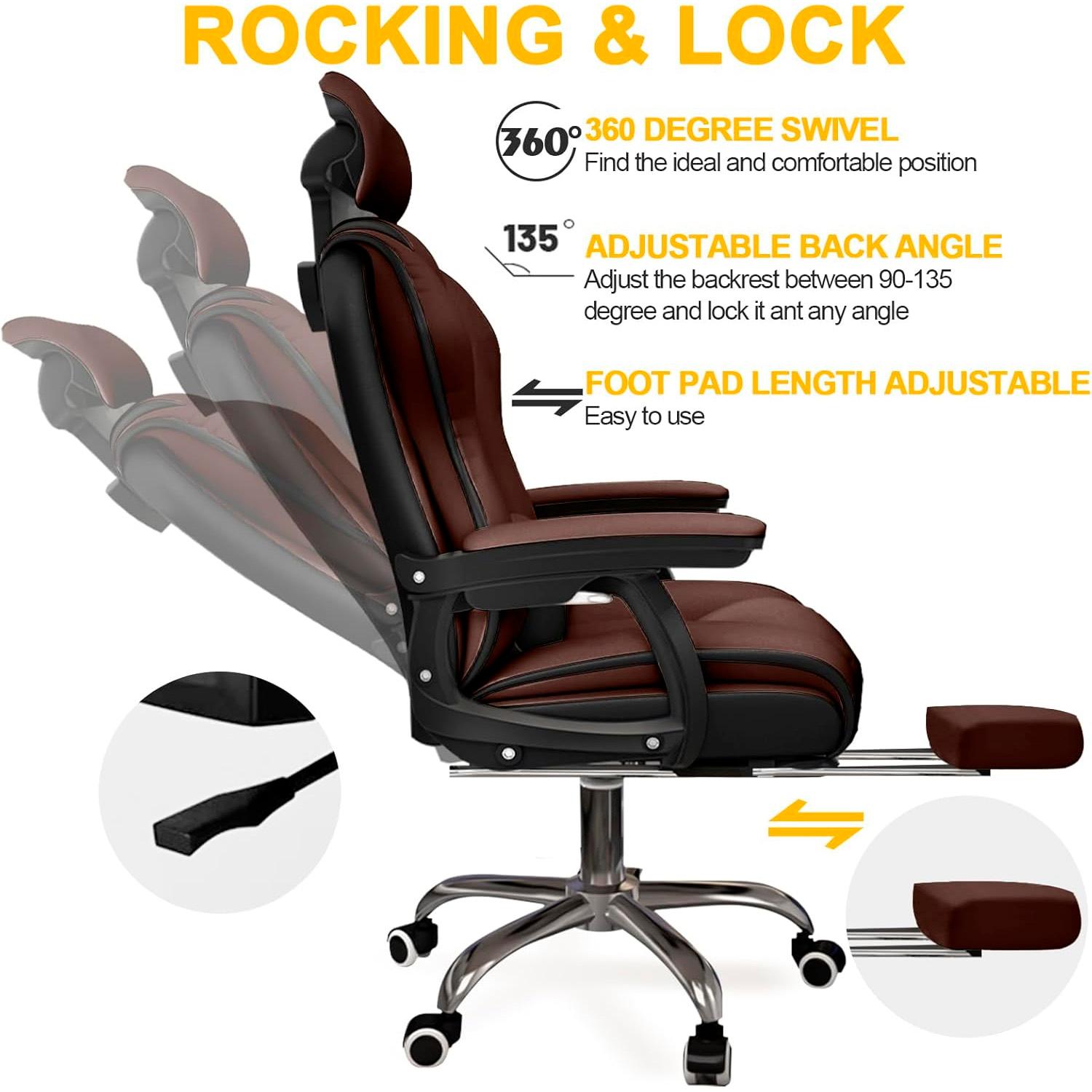SILLA GERENCIAL APOYO LUMBAR Y PIES RECLINABLE CHICHOME - CAFE - 5