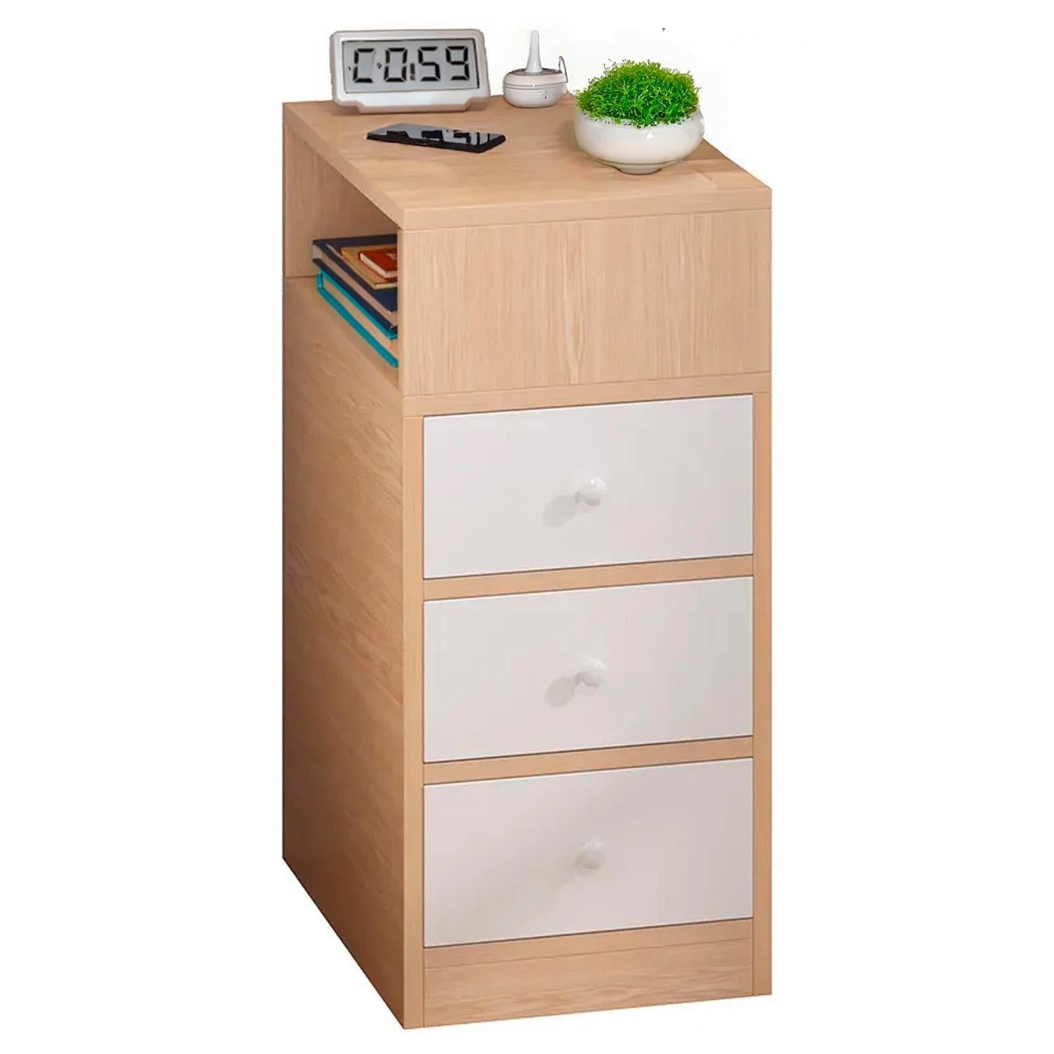 VELADOR ANGOSTO 3 CAJONES BICOLOR CHIC HOME - 1