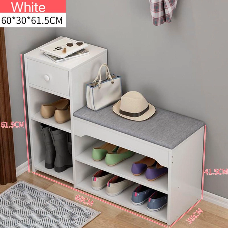 ZAPATERO CON CAJON Y ASIENTOS 80CM CHIC HOME - BLANCO - 3