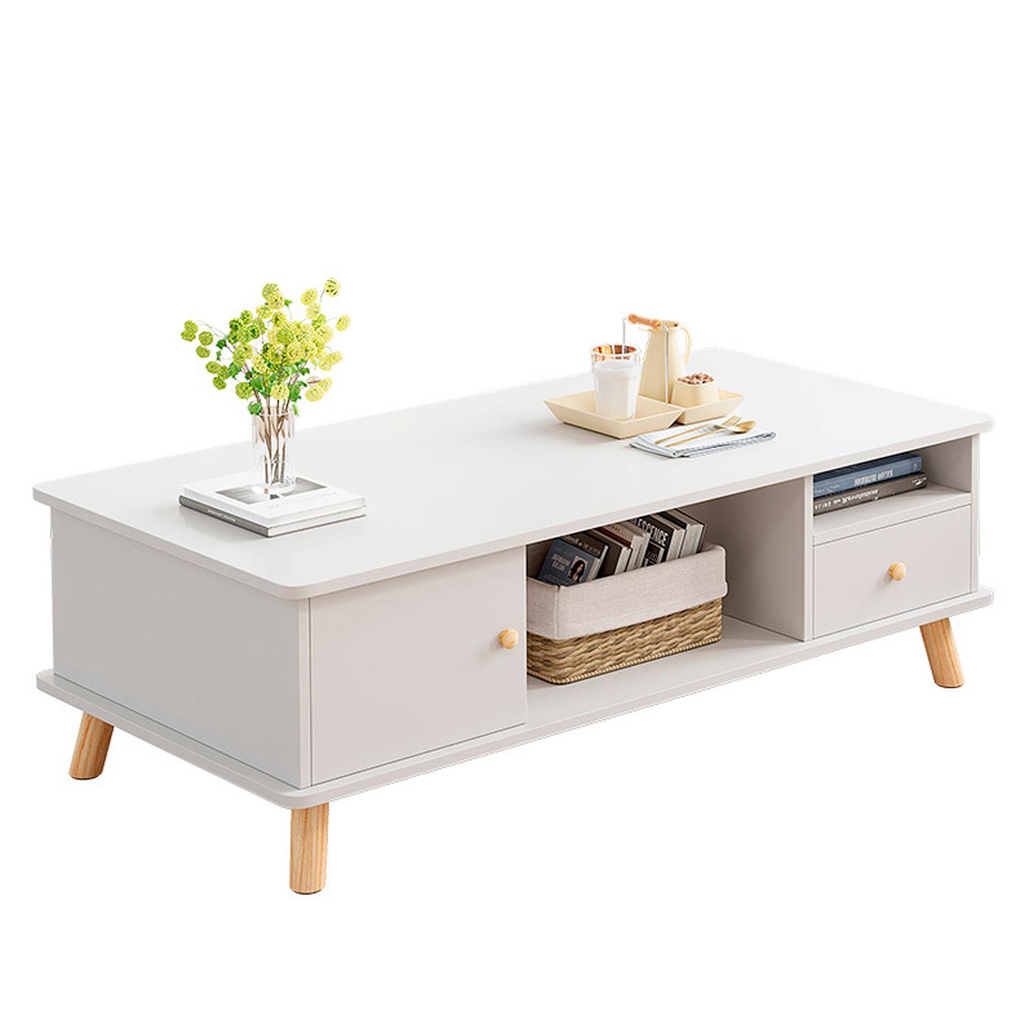 MESA DE CENTRO 120X48X46CM CON 2 CAJONES CHIC HOME - BLANCO - 1