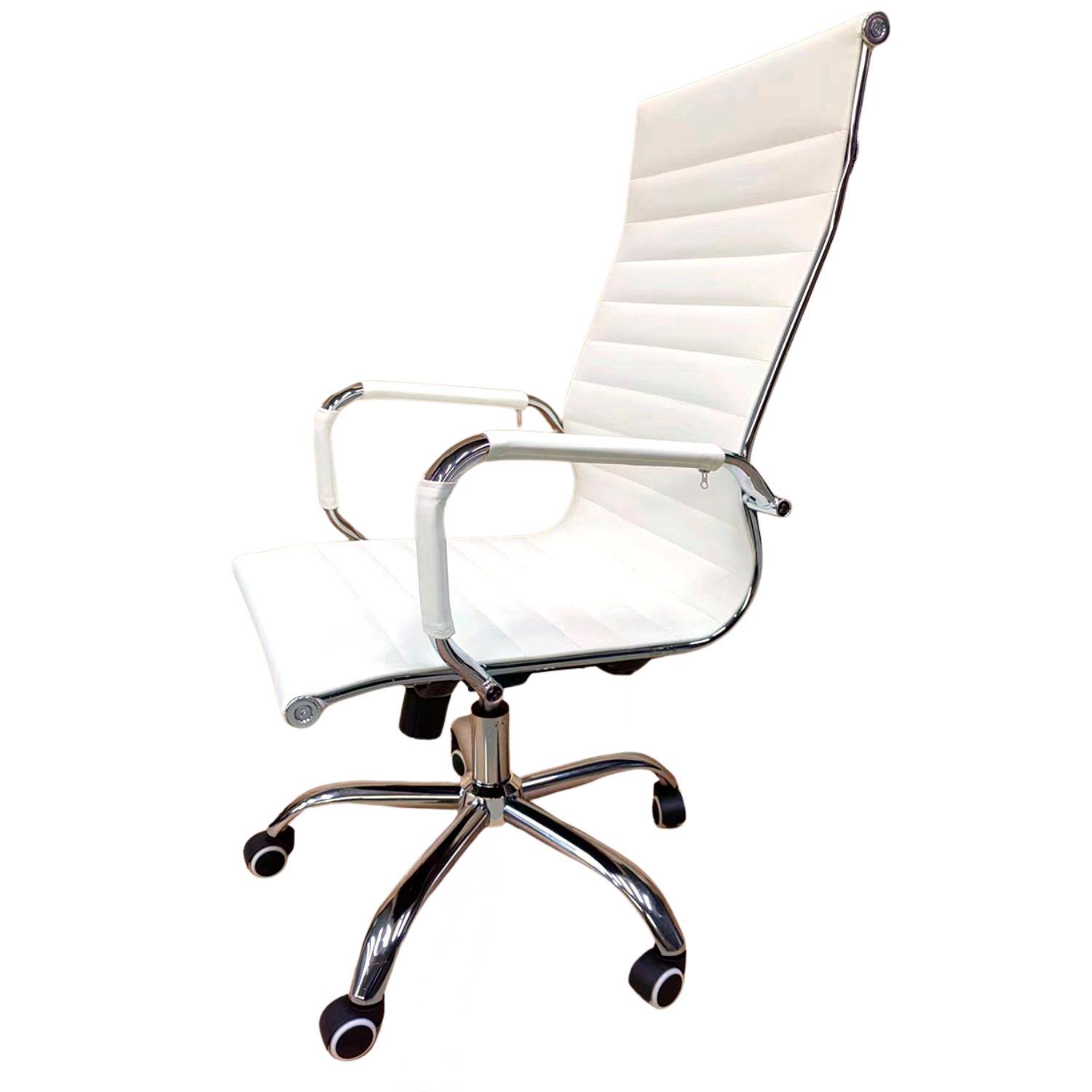 SILLA OFICINA EJECUTIVA ALUMINIO CON APOYA BRAZOS BLANCA CHIC HOME - BLANCO - 2