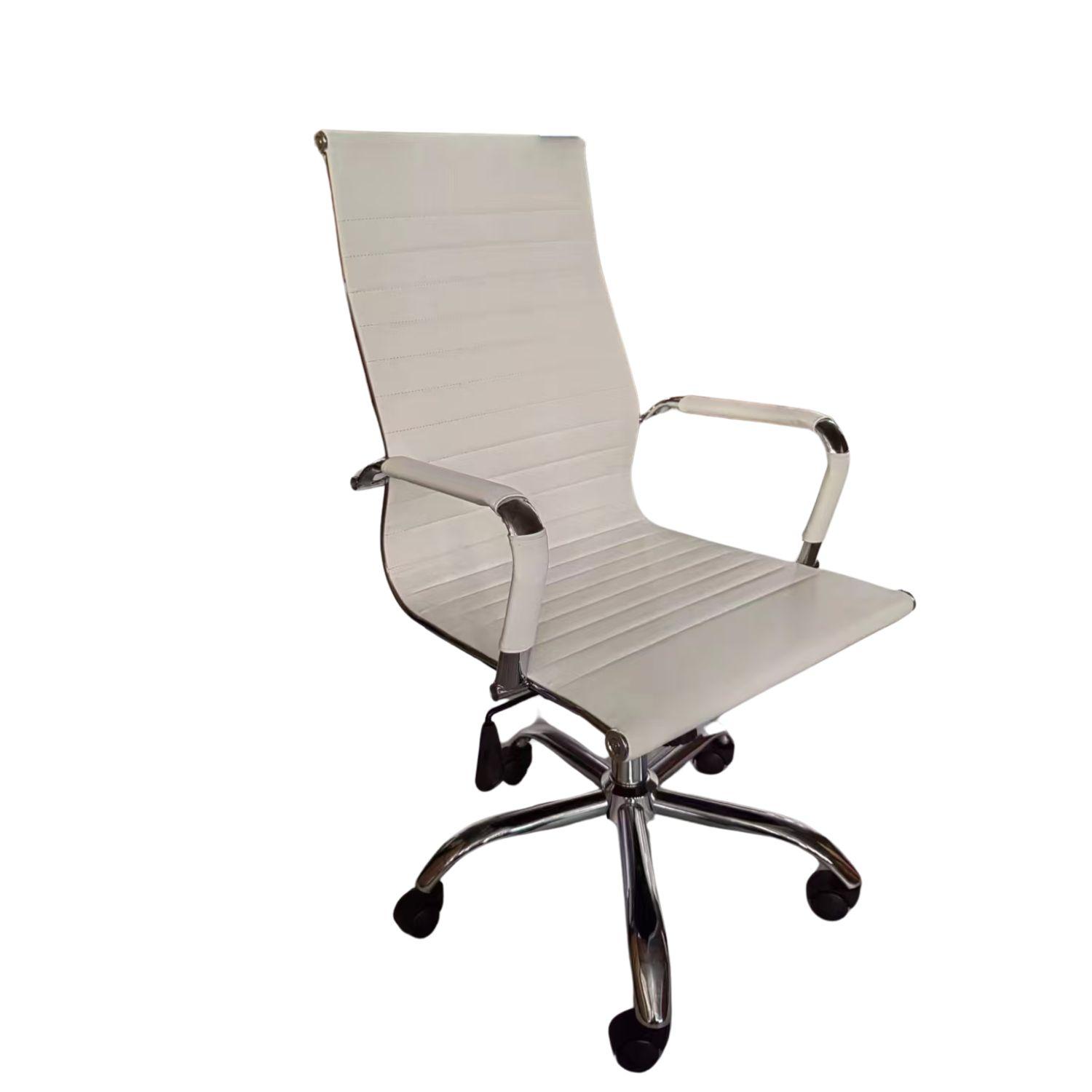 SILLA OFICINA EJECUTIVA ALUMINIO CON APOYA BRAZOS BLANCA CHIC HOME - BLANCO - 3