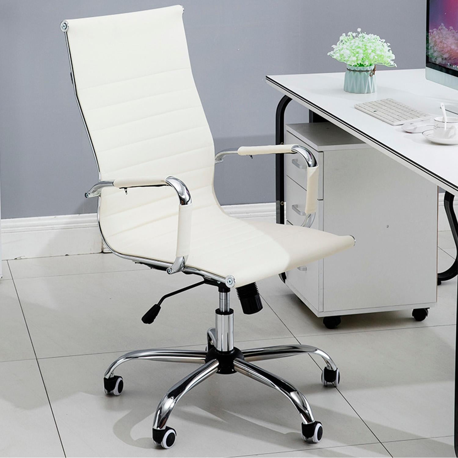 SILLA OFICINA EJECUTIVA ALUMINIO CON APOYA BRAZOS BLANCA CHIC HOME - BLANCO - 4
