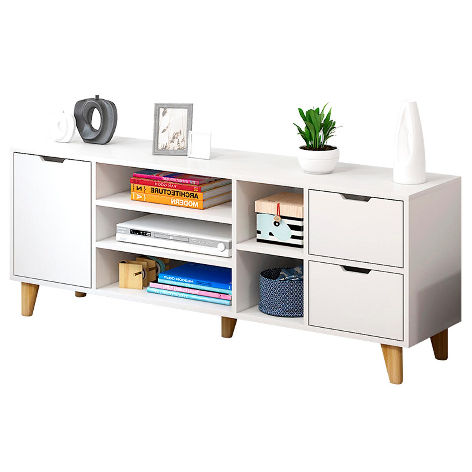 RACK TV 140X30X55CM 3 CAJONES CHIC HOME - NEGRO