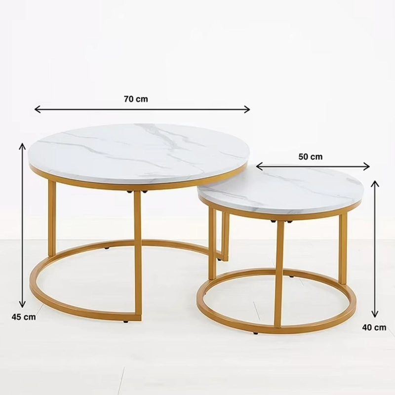 JUEGO MESA DE CENTRO REDONDA DISEÑO MARMOL CHICHOME - NEGRO - 3