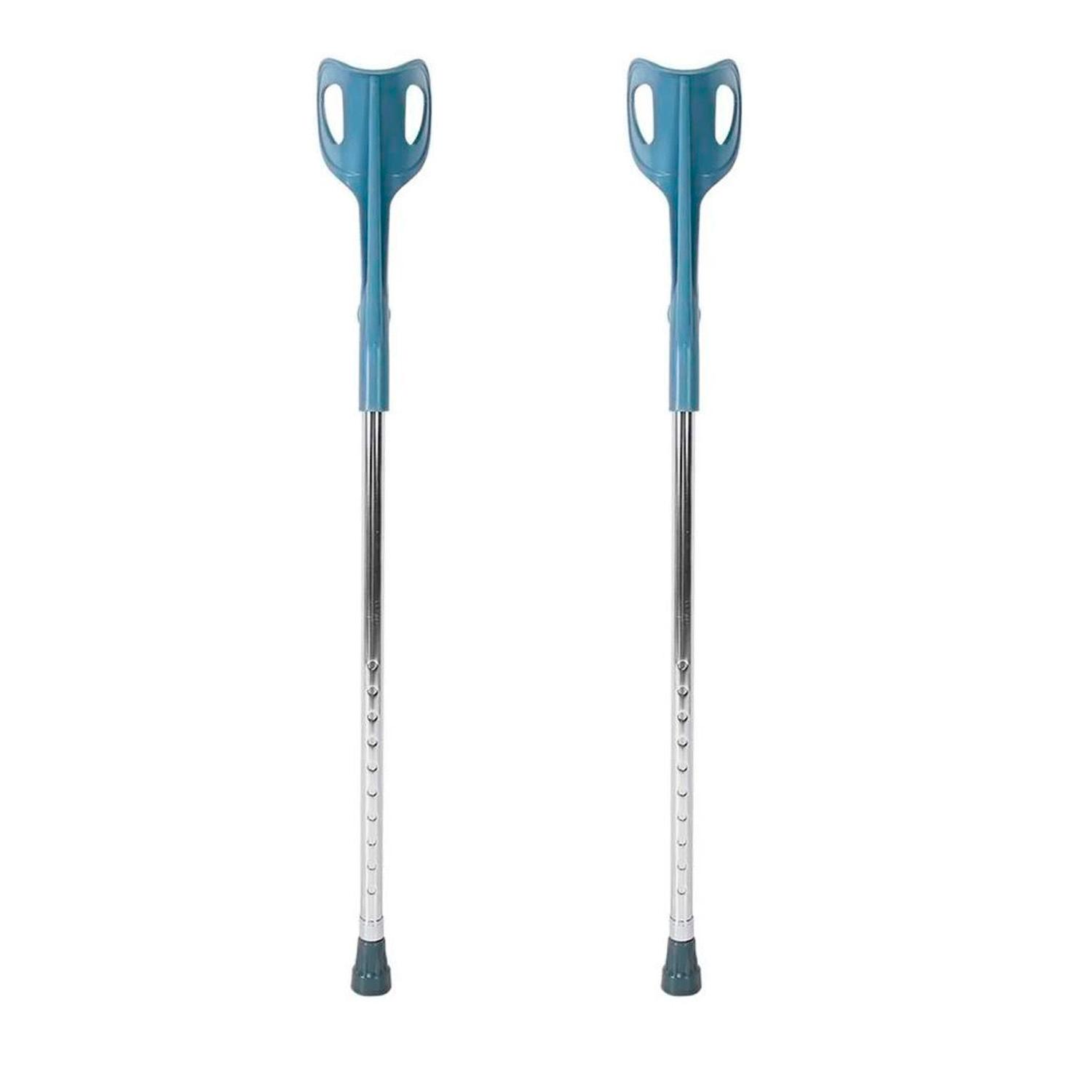 2 BASTON MULETA CANADIENSE REGULABLE EN ALTURA COLOR PLATEADO - 2