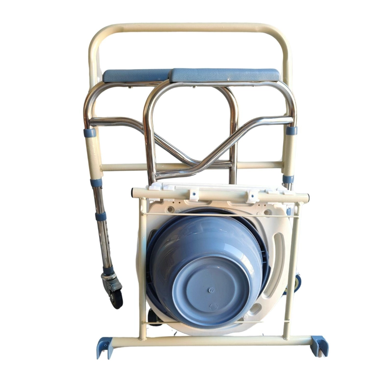 BAÑO WC INODORO PORTATIL CON RUEDAS SILLA PLEGABLE - BLANCO - 5