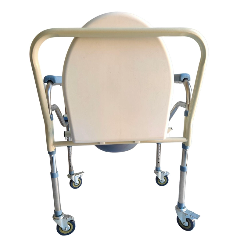 BAÑO WC INODORO PORTATIL CON RUEDAS SILLA PLEGABLE - BLANCO - 6
