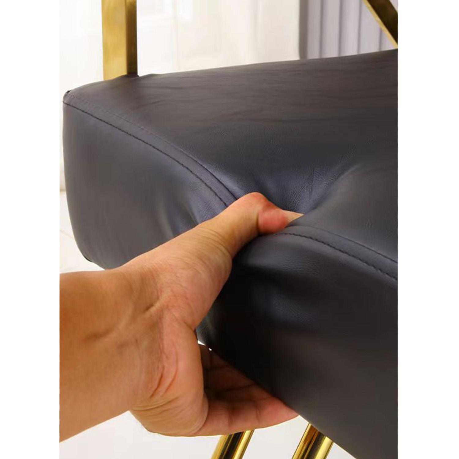 SILLA DE BARBERIA MODERNA ERGONOMICA NEGRA CON DORADO - 4