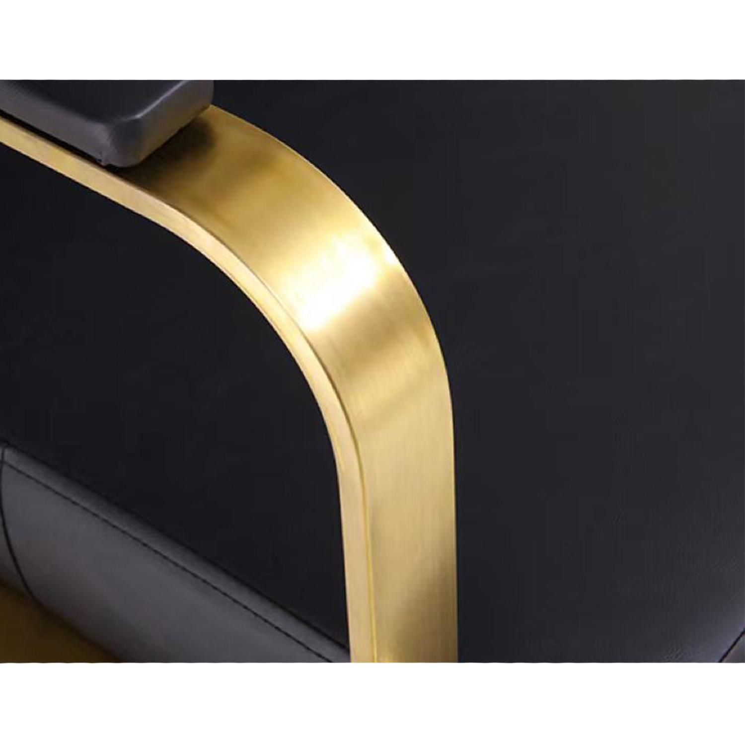 SILLA DE BARBERIA MODERNA ERGONOMICA NEGRA CON DORADO - 5