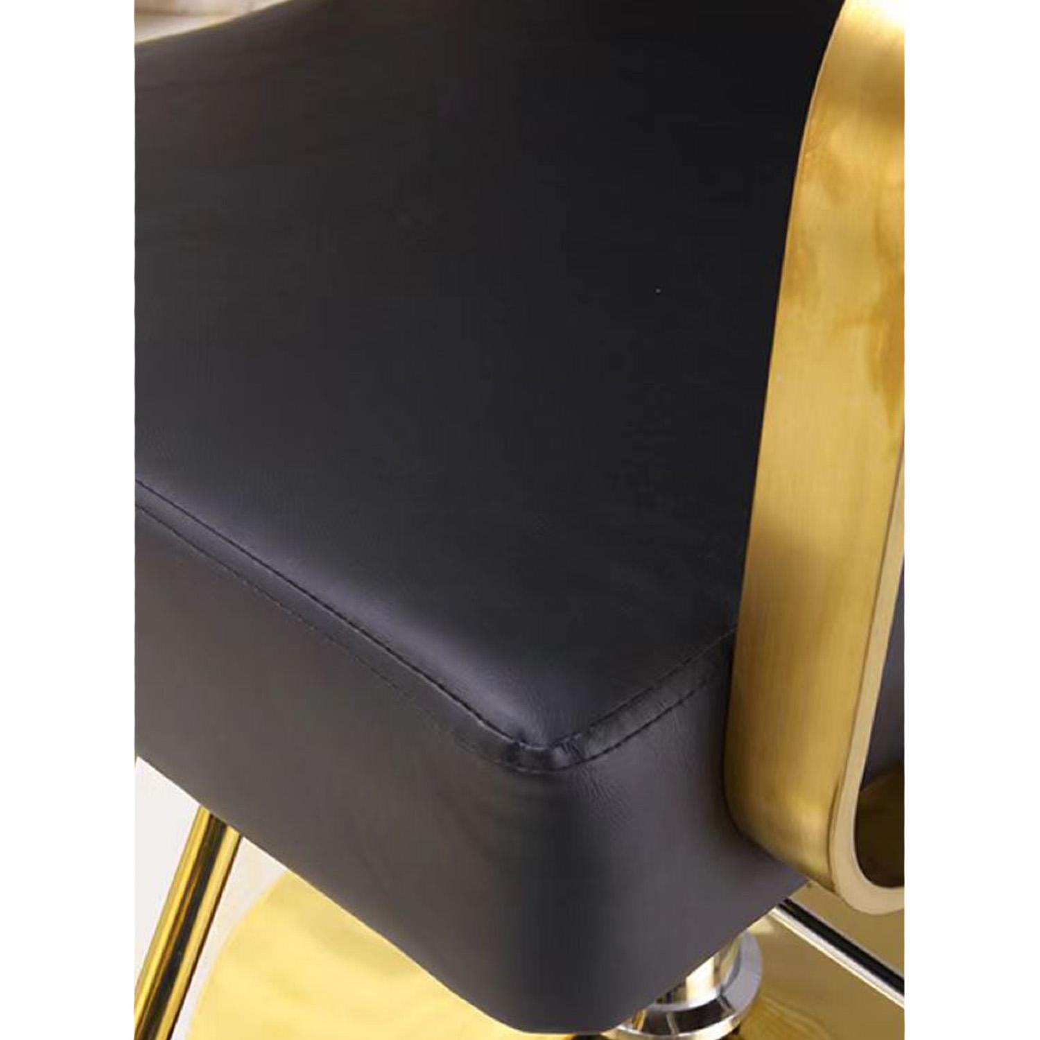 SILLA DE BARBERIA MODERNA ERGONOMICA NEGRA CON DORADO - 6