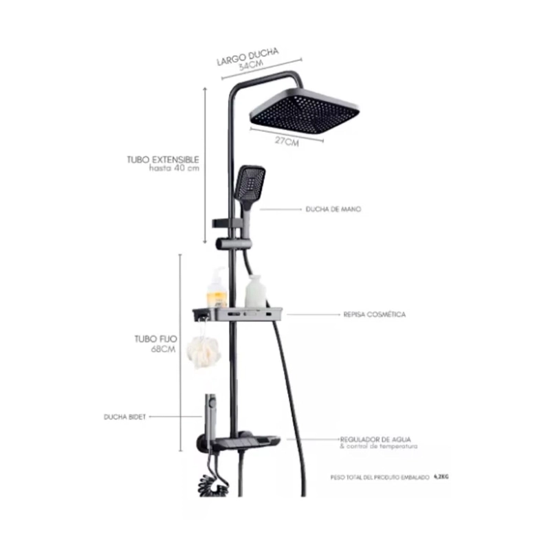 DUCHA COLUMNA VISOR DIGITAL 4 FUNCIONES - GRIS - 4