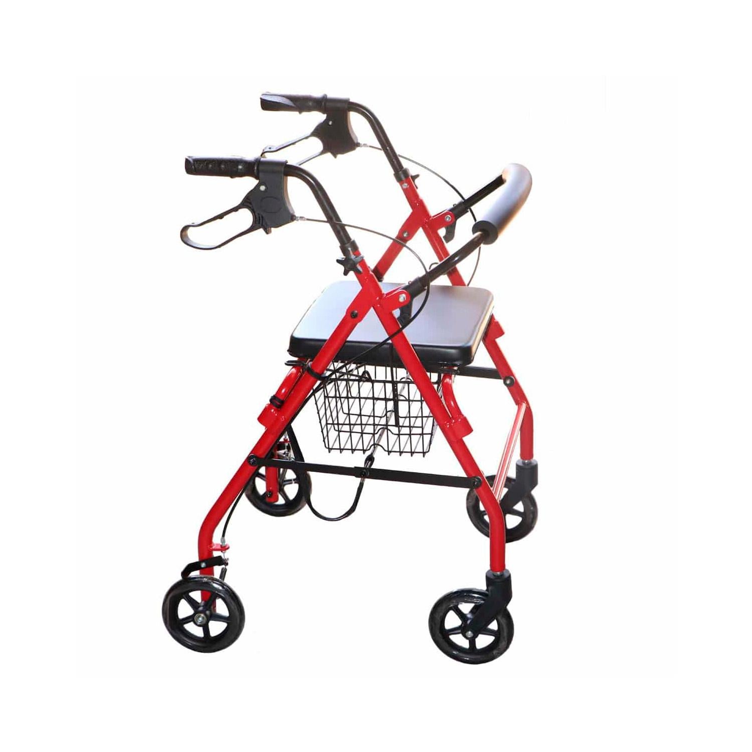 ANDADOR ADULTO ORTOPE DICO PLEGABLE C/RUEDAS FRENOS ASIENTO - ROJO - 3