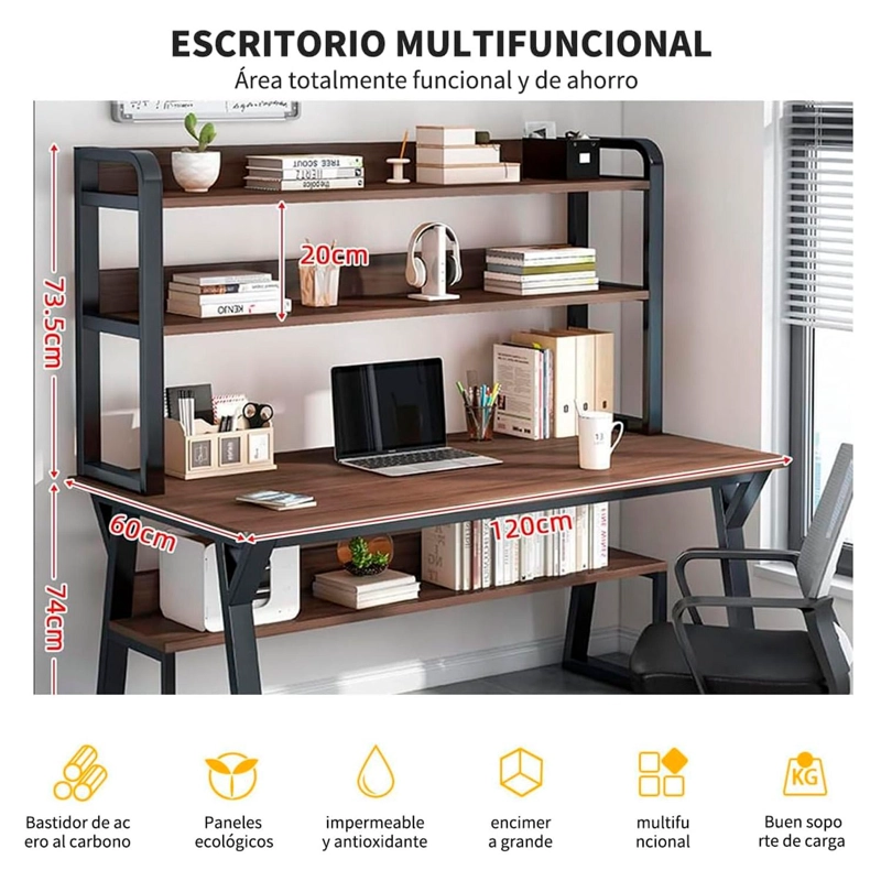 ESCRITORIO MODERNO CON REPISAS 147X120X60X72 - 7