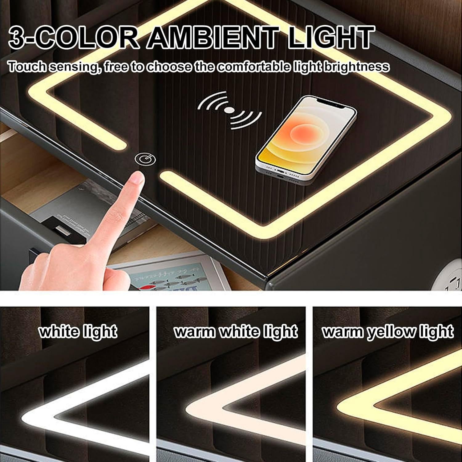 VELADOR CON CARGADOR INALAMBRICO, LED Y PARLANTES CHIC HOME - NEGRO - 5