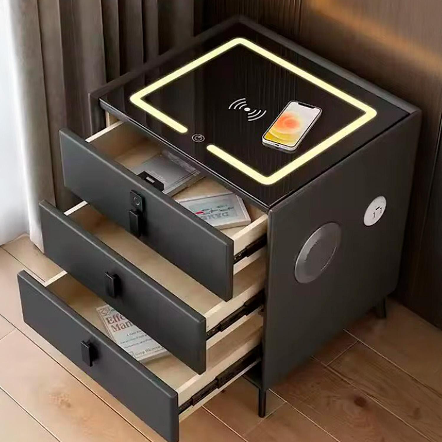 VELADOR CON CARGADOR INALAMBRICO, LED Y PARLANTES CHIC HOME - NEGRO - 6
