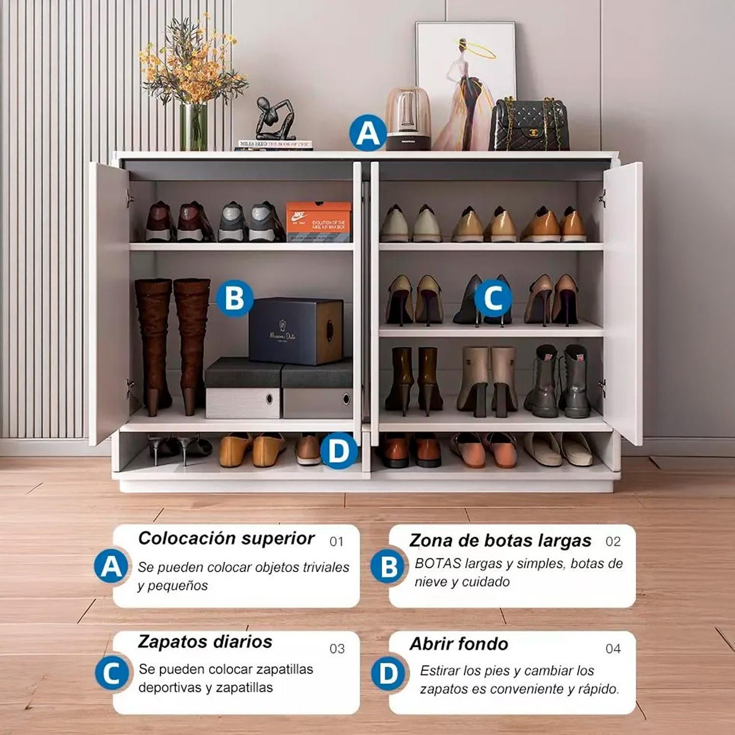 ZAPATERO COMODA ORGANIZADOR 60X32X100CM CHIC HOME - 4