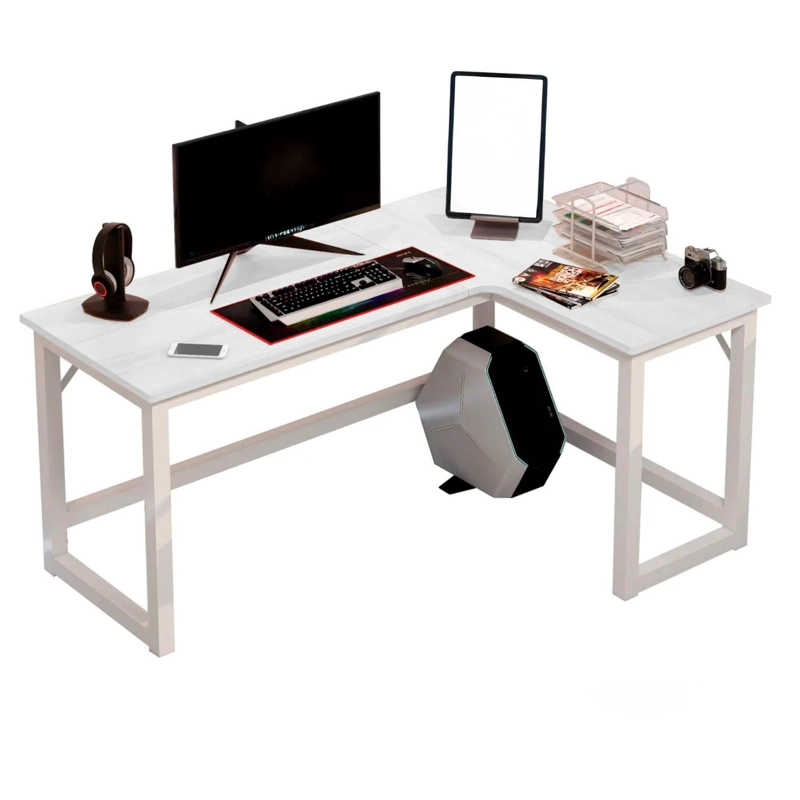 ESCRITORIO ESQUINERO FORMA L OFICINA 140X60X75CM CHIC HOME - CAFE  CLARO - 1