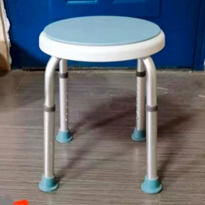 PISO SILLA DE DUCHA REDONDO ALTURA AJUSTABLE SIN RESPALDO - PLATEADO - 3
