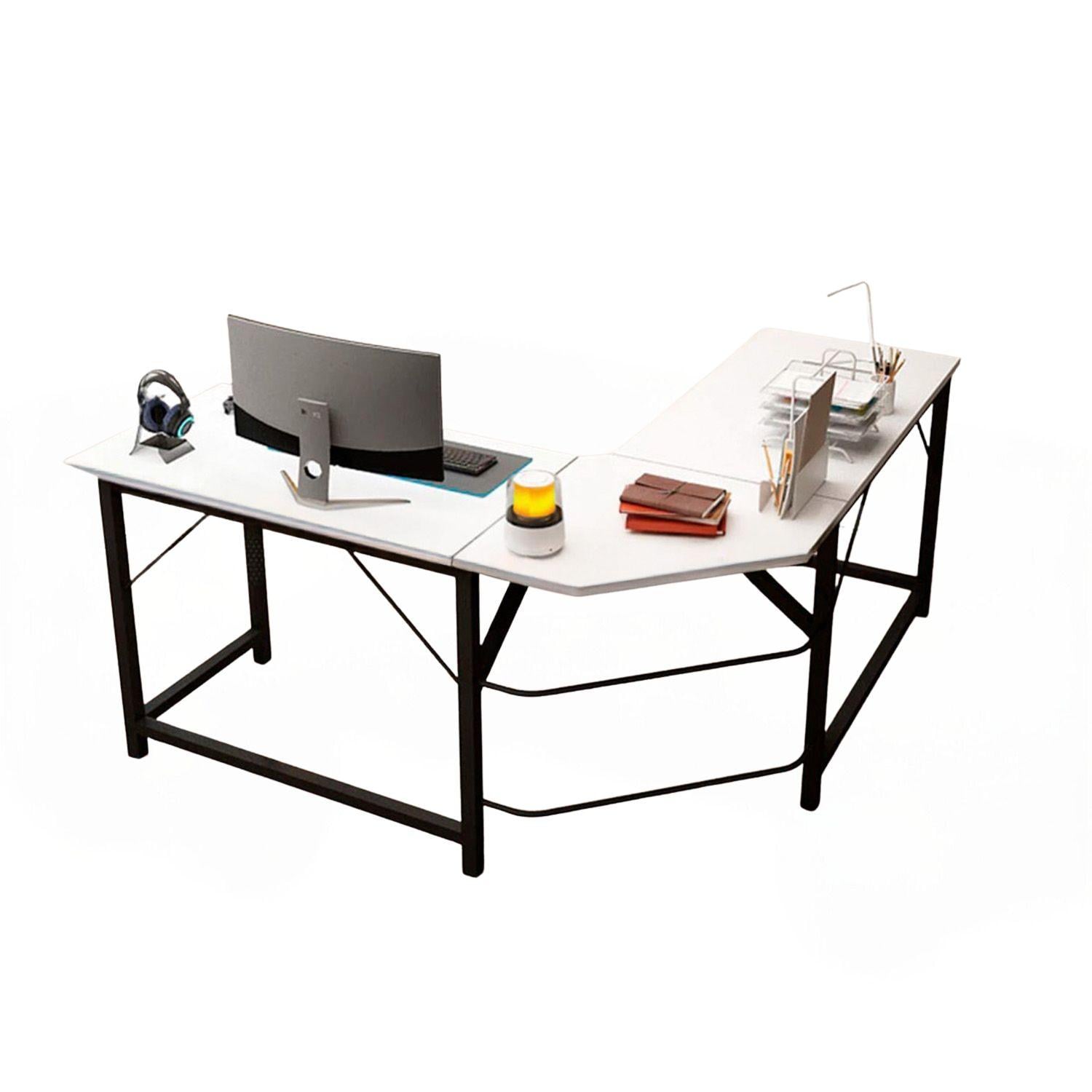 ESCRITORIO EN L PARA OFICINA 150X115X75CM CHIC HOME MODERNO Y AMPLIO - BLANCO - 1
