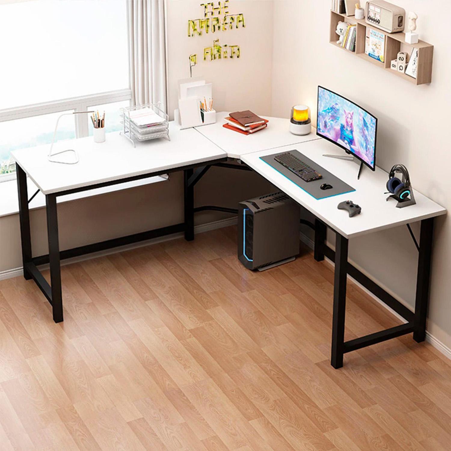 ESCRITORIO EN L PARA OFICINA 150X115X75CM CHIC HOME MODERNO Y AMPLIO - BLANCO - 2