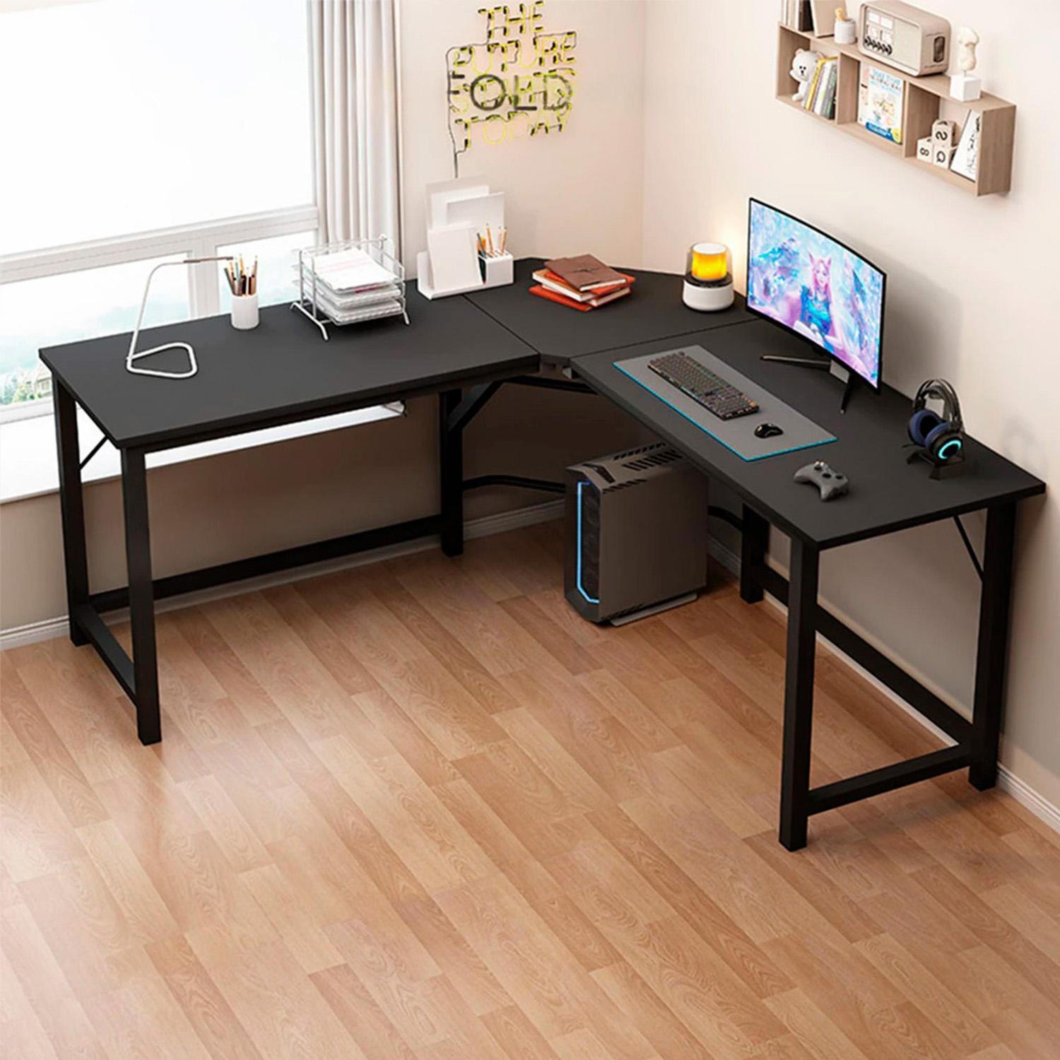 ESCRITORIO EN L PARA OFICINA 150X115X75CM CHIC HOME MODERNO Y AMPLIO - BLANCO - 2
