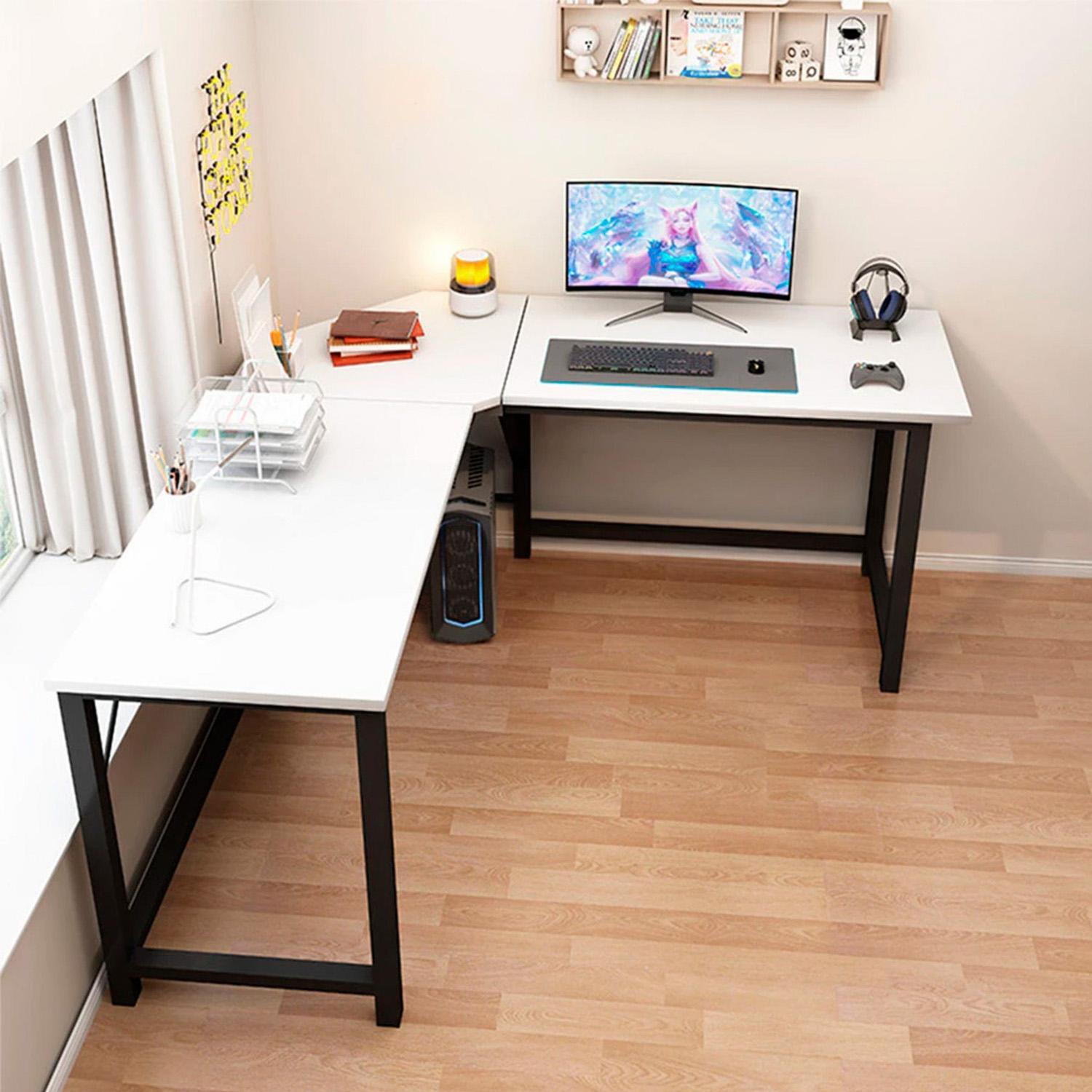 ESCRITORIO EN L PARA OFICINA 150X115X75CM CHIC HOME MODERNO Y AMPLIO - BLANCO - 3