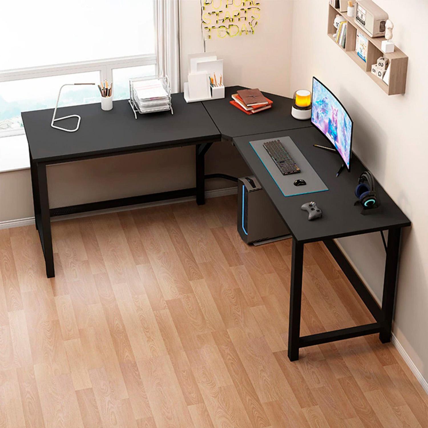 ESCRITORIO EN L PARA OFICINA 150X115X75CM CHIC HOME MODERNO Y AMPLIO - BLANCO - 3