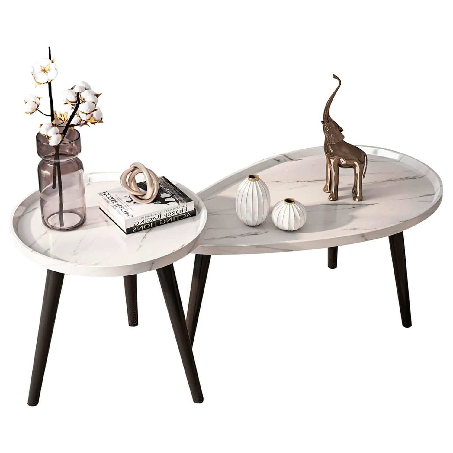 JUEGO DE MESA DE CENTRO OVALADA NEGRO 80+50CM CHIC HOME - NEGRO - 1