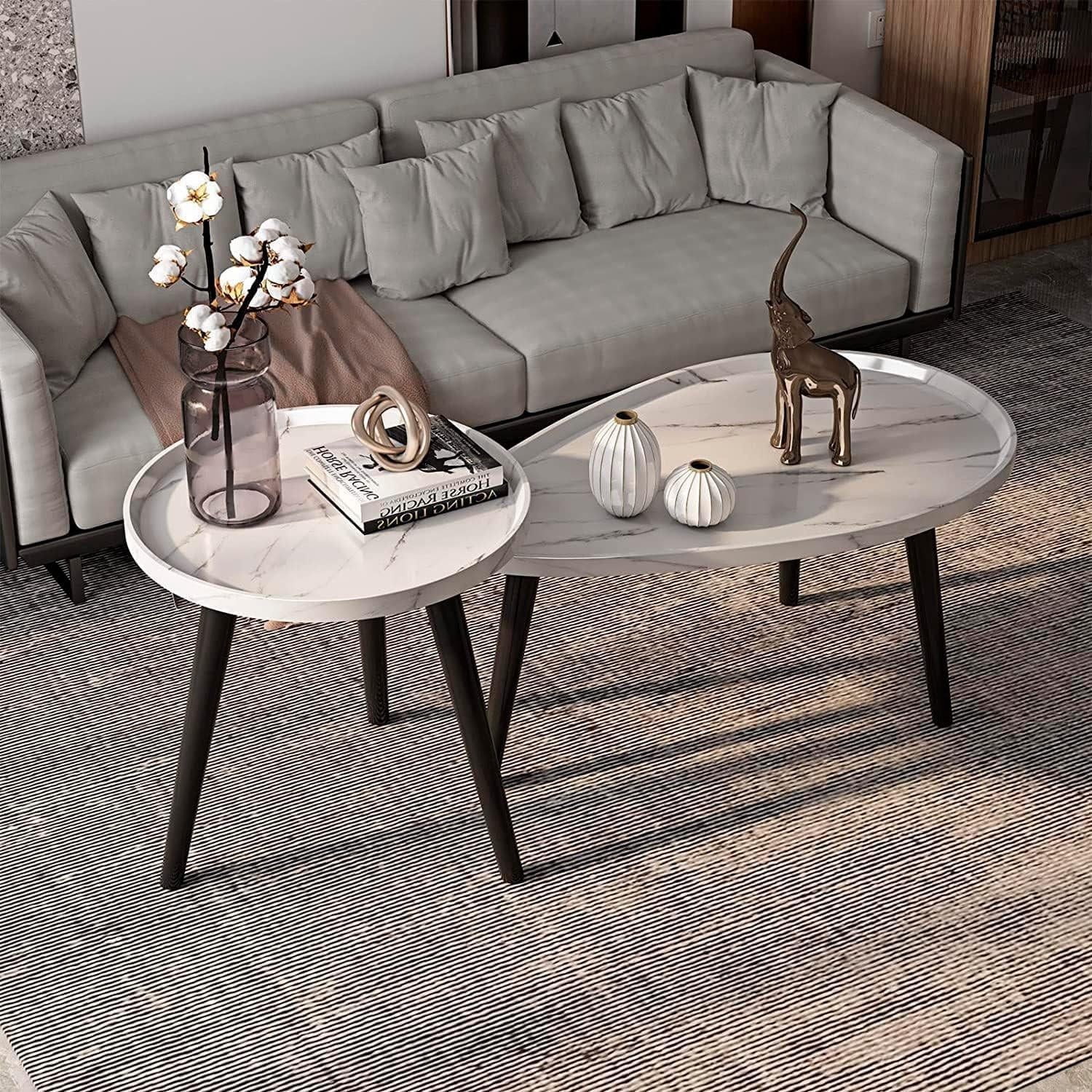 JUEGO DE MESA DE CENTRO OVALADA NEGRO 80+50CM CHIC HOME - NEGRO - 2