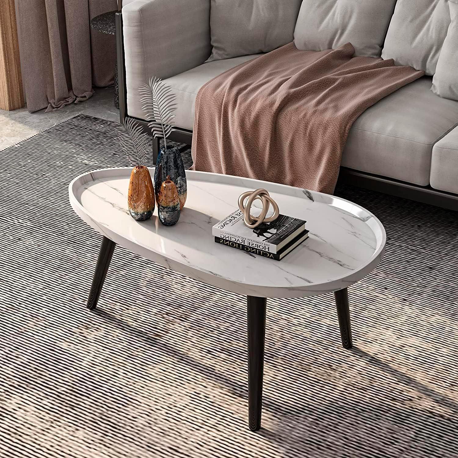 JUEGO DE MESA DE CENTRO OVALADA NEGRO 80+50CM CHIC HOME - NEGRO - 4